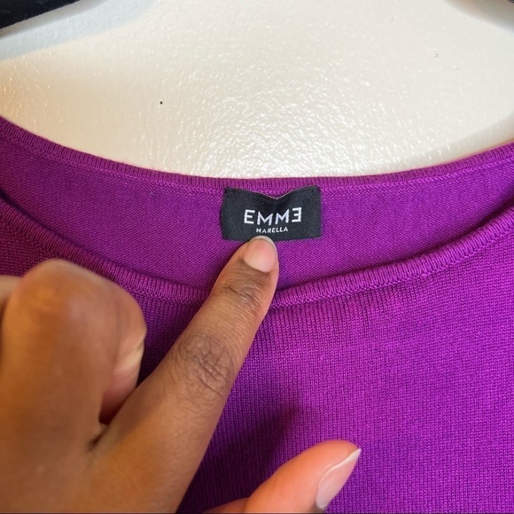 🌹Emme Marella Purple Scoopneck Sweater Womens XS Tie Up Back Work Office WFH - Picture 8 of 8